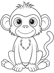 Macaque Cartoon Coloring Page Line Art Fun Animal Drawing For Kids