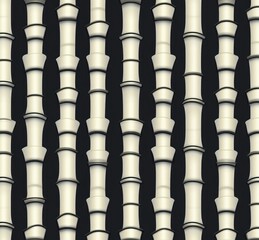 Close-up pattern of black and white bamboo stalks arranged vertically in parallel rows on a dark background