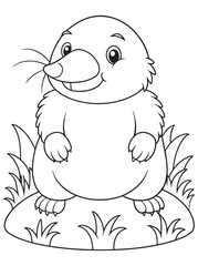 Mole Coloring Page Cute Animal Drawing Illustration For Kids