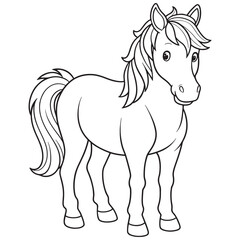 Mongolian WildHorse Cartoon Coloring Page Fun Animal Drawing For Kids