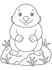 Mole Rat Cartoon Illustration For Kids Coloring Book Pages