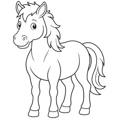 Mongolian Wild Horse Coloring Page Printable Cute Horse Animal Illustration