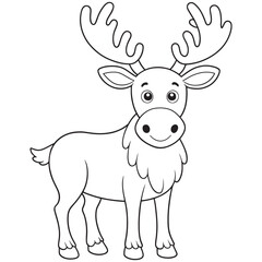 Moose Coloring Page Fun Animal Drawing Illustration For Kids