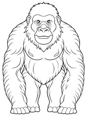Mountain Gorilla Line Art Illustration For Coloring Books And Educational Materials