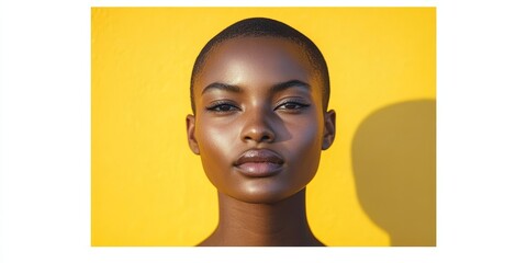 African woman with buzz cut hairstyle, embracing her individuality and showcasing her bold, confident appearance in a striking portrait, Generative AI