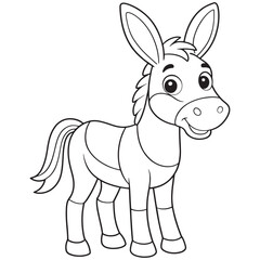 Mule Cartoon Illustration For Kids Coloring Book Pages
