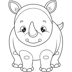 Adorable Rhino Coloring Page Cute Animal Illustration For Kids
