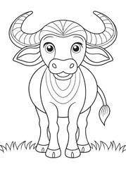 Buffalo Coloring Page Design Adorable African Animal For Kids