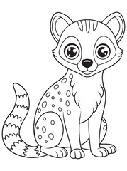 African Civet Coloring Page Cute Cartoon Animal Illustration