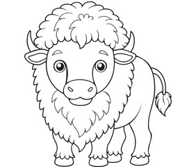 Cute American Bison Coloring Page Wildlife Animal Art For Children