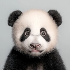 Fototapeta premium A close-up of a cute panda cub with big eyes and soft fur.