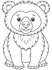 Andean Bear Coloring Page Cute Line Art Wildlife Animal Design