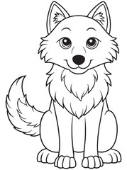 Arctic Wolf Coloring Page Line Art Cute Animal For Kids