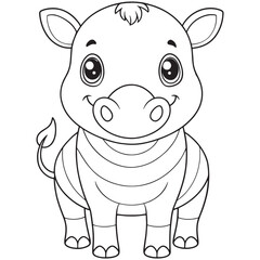 Cute Babirusa Coloring Page Adorable Wildlife Animal Illustration