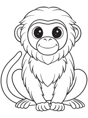 Monkey Cartoon Coloring Page Cute Primate Animal Art For Kids