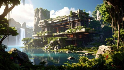 Jungle house, surreal landscape