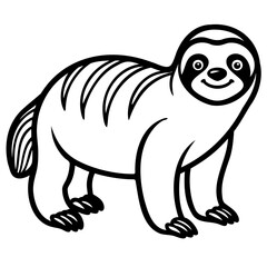 Black sloth line drawing in vector style with a transparent background for unique artistic presentations