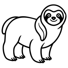 Vector illustration of sloth in smooth line art style displayed on transparent background