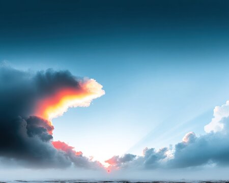 Dramatic sunset behind clouds
