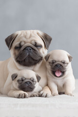 Obraz premium Pug Puppies Sleeping Together