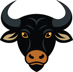 Buffalo Head with Large Curved Horns.