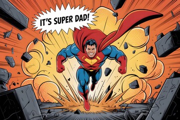 Super dad comic book style father s day illustration