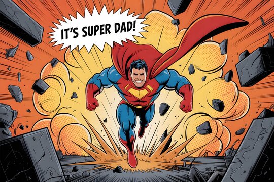 Super dad comic book style father s day illustration