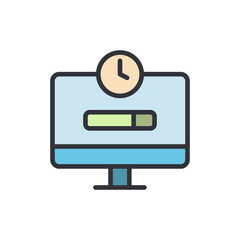 Conceptual Illustration Of Process Time And Computer Software Installation