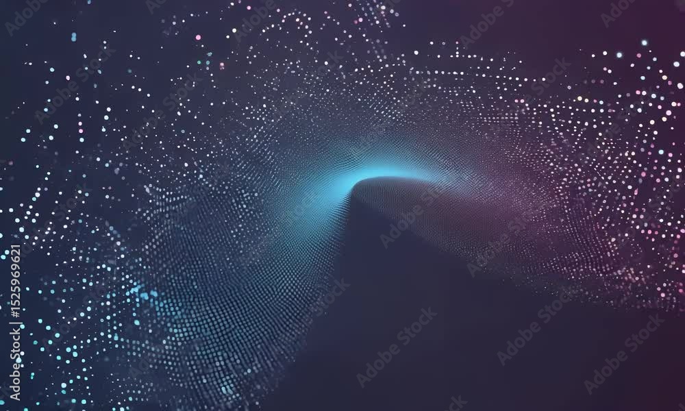 Poster abstract digital waves of glowing particles and energy flows with futuristic motion in a sci-fi insp