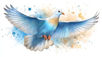 Obraz premium Colorful bird illustration soaring in a vibrant, artistic style.
