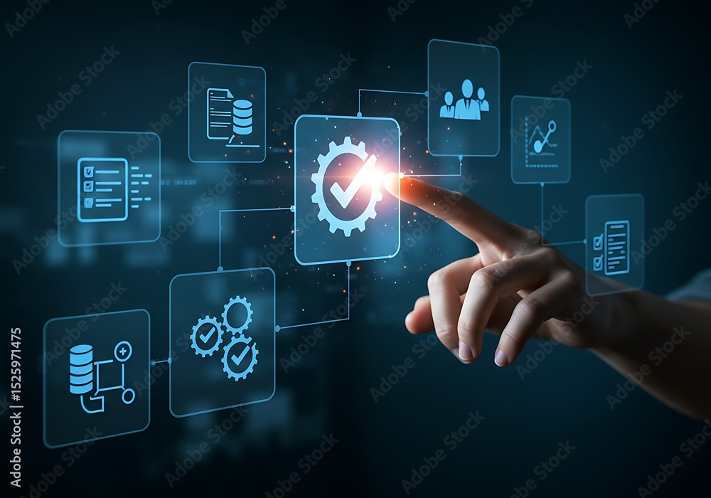 Poster digital process automation with compliance and standardization concept