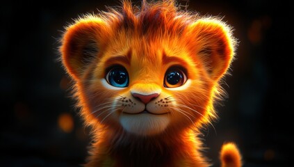 Cute lion cub with big eyes