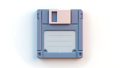 Obraz premium Retro Gray Floppy Disk on White Background with Soft Lighting