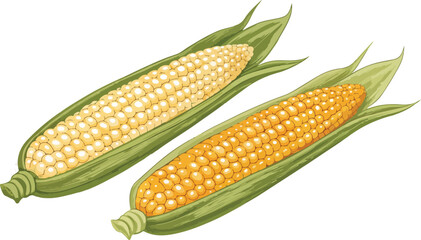 Corns in white background Illustration vector design, Corn Illustration vector design
