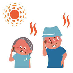 熱中症　屋外　高齢者のイラスト素材