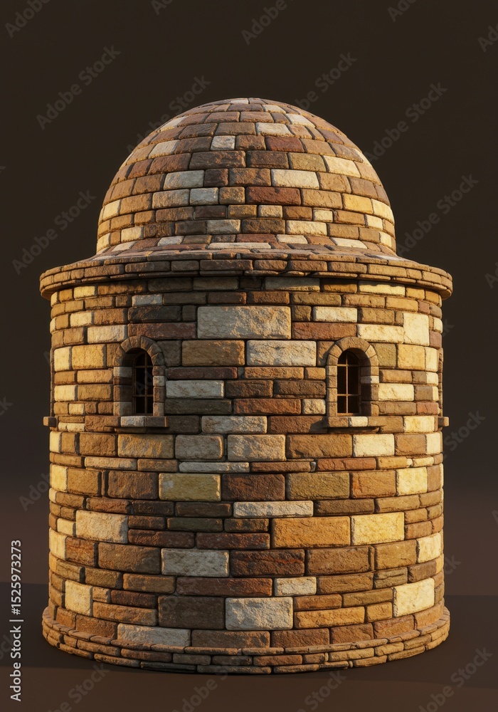 Poster ancient stone dome structure - a detailed of an ancient stone structure with a dome and small window