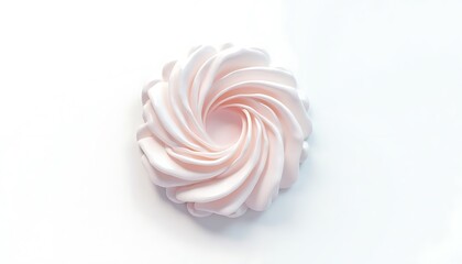 Pale Pink Swirl Meringue on White Background Elegant Minimalist Style