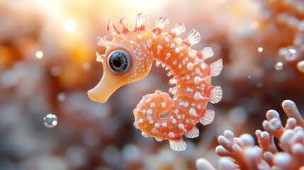 Tiny seahorse in coral reef
