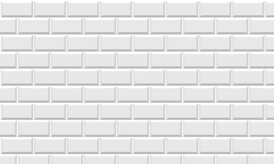 Fototapeta premium Subway tile. Seamless brick wall. White kitchen background. Ceramic pattern. Apron faience texture. Metro backdrop. Vintage rectangle brickwall. Cement backsplash. Vector illustration. Stone surface