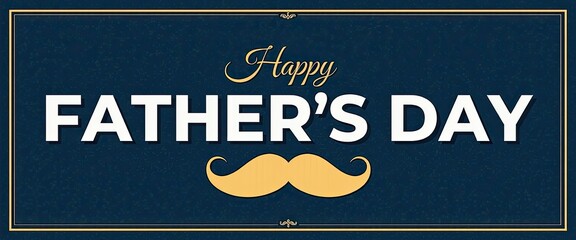 Minimalist elegant Father's Day banner in blue and gold hues celebrating paternal love.