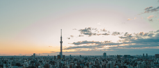 Tokyo Skytree tower with Tokyo city with sunrise at morning.Travel concept