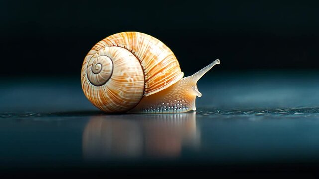 Snail with spiral shell close up on gradient background animal wildlife macro