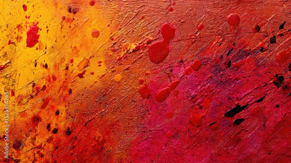 Poster vibrant abstract painting with a striking gradient of warm colors transitioning from bright yellow t