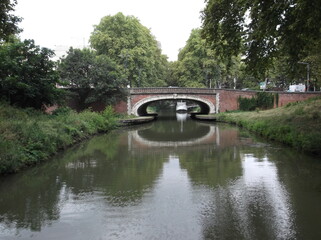 Canal du Midi in Toulouse, France, seen from a barge