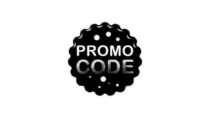 promo code label, black isolated silhouette