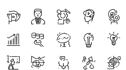 Minimalist Business Line Icons - Office Strategy Vector Set