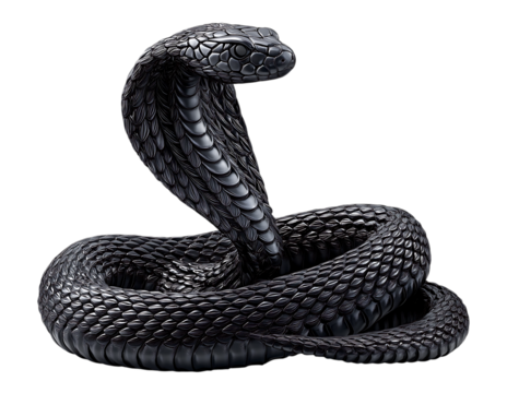 King cobra snake coiling its body ready to attack isolated on a transparent  background