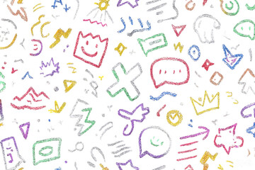 Colorful Hand-Drawn Doodle Pattern on Transparent Background, PNG