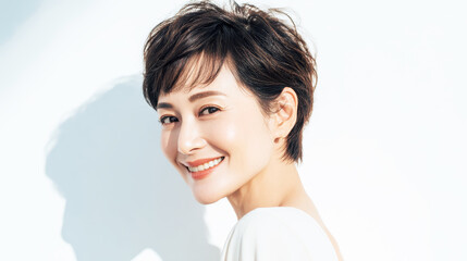 明るく元気な大人の女性のナチュラルな笑顔