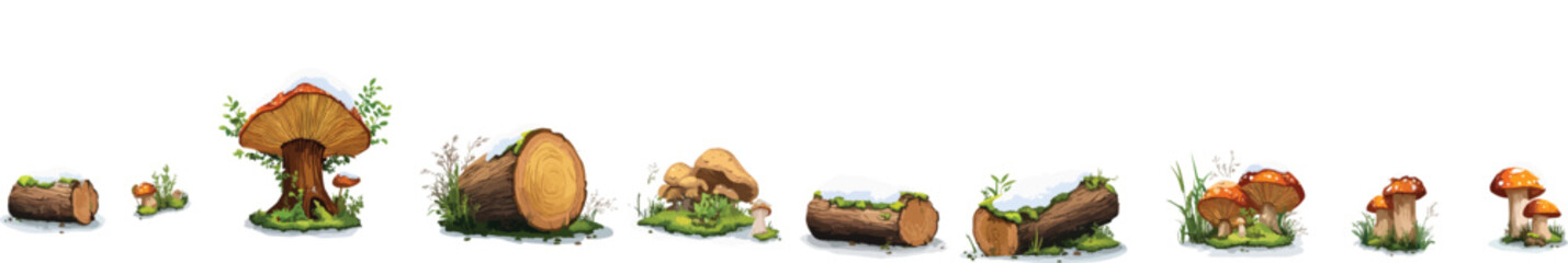 Stylized Tree Trunks in Snow